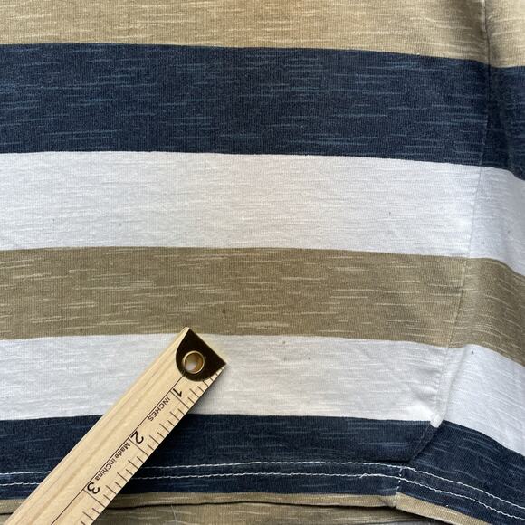 Vintage Y2K Ecko Unltd Shirt Mens Size 2XL Blue Tan Striped Short Sleeve - Picture 4 of 8